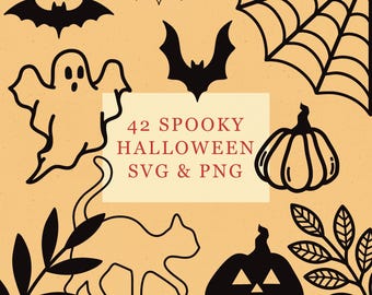 Halloween SVG PNG Bündel, Geister SVG, Kürbisse Clipart, Fledermaus Schnittdatei, Gruselige Png, Herbst Png Sticker, 118