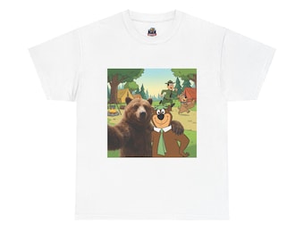 Yogi Bear with Selfie Bear Tee | Vintage Cartoon Shirt