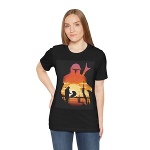 Mando Inspired T-Shirt, This Is The Way Shirt, Space Warrior Tee, Sci-Fi Sunset Graphic, Bounty Hunter Fan Gift, Galaxy Western Shirt image 7