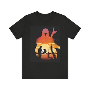 Mando Inspired T-Shirt, This Is The Way Shirt, Space Warrior Tee, Sci-Fi Sunset Graphic, Bounty Hunter Fan Gift, Galaxy Western Shirt image 1
