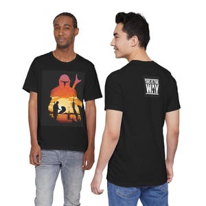 Mando Inspired T-Shirt, This Is The Way Shirt, Space Warrior Tee, Sci-Fi Sunset Graphic, Bounty Hunter Fan Gift, Galaxy Western Shirt image 8