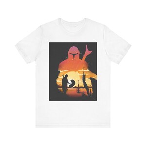 Mando Inspired T-Shirt, This Is The Way Shirt, Space Warrior Tee, Sci-Fi Sunset Graphic, Bounty Hunter Fan Gift, Galaxy Western Shirt image 2