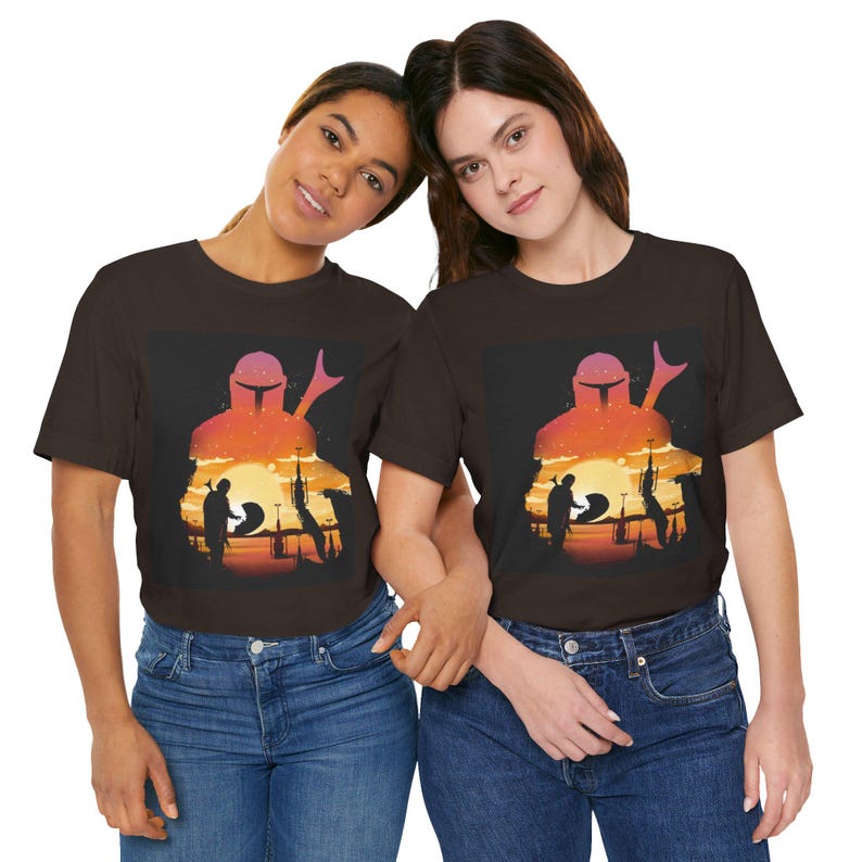 Mando Inspired T-Shirt, This Is The Way Shirt, Space Warrior Tee, Sci-Fi Sunset Graphic, Bounty Hunter Fan Gift, Galaxy Western Shirt image 10