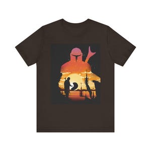Mando Inspired T-Shirt, This Is The Way Shirt, Space Warrior Tee, Sci-Fi Sunset Graphic, Bounty Hunter Fan Gift, Galaxy Western Shirt image 3