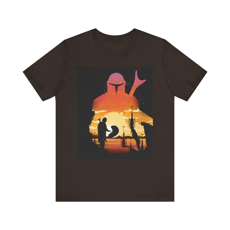 Mando Inspired T-Shirt, This Is The Way Shirt, Space Warrior Tee, Sci-Fi Sunset Graphic, Bounty Hunter Fan Gift, Galaxy Western Shirt image 3