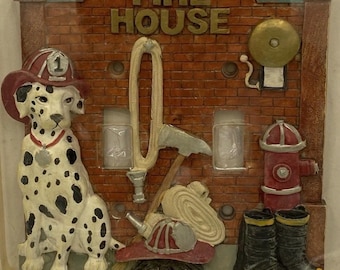 Spoontiques Handpainted Firehouse Dalmation Resin Switch Cover Plates Set of Three