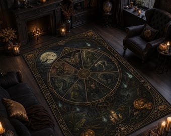 Cryptid Area Rug, Dark Halloween Room Decor