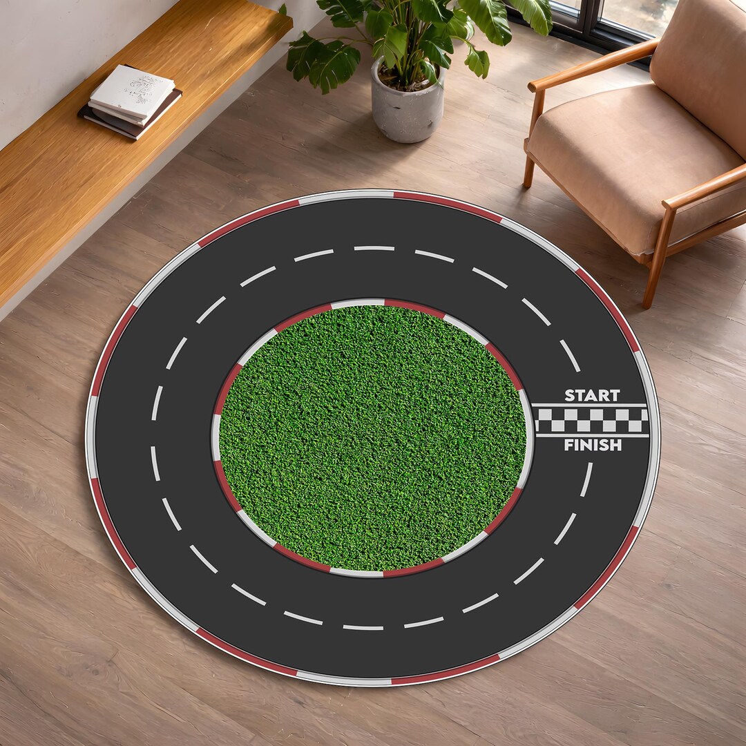 Round Racetrack Rug Round Race Track Rug Kids Room Decor - Etsy