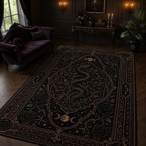 Gothic Snake Area Rug, Witchy Room Decor