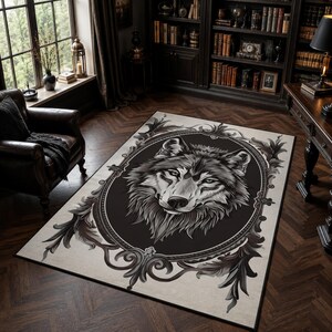 Tapis gothique à tête de loup, décoration de chambre à thème animalier