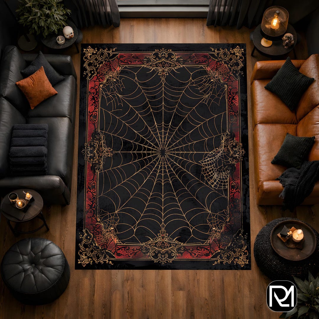 Vortex Spider Web Rug Gothic Spider Web Rug Dark Victorian Gothic Area Rug Halloween Gothic ...
