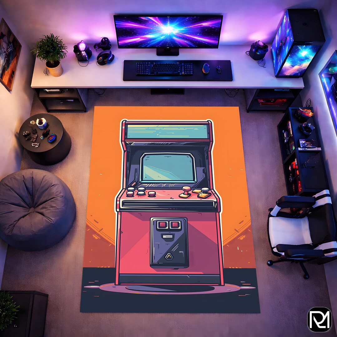 Gaming Rug Retro Arcade Machine Design Gamer Room Carpet - Etsy