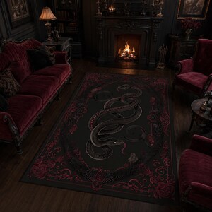 Gothic Snake Animal Area Rug, Animal Room Decor