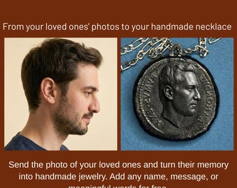 Custom Handmade Glass Portrait Necklace - Unique Jewelry, Personalized Gifts, Artistic Pendant, Wearable Art - Ancient Roman Coin Design