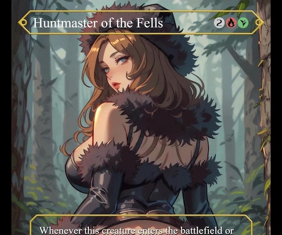Huntmaster of the fells mtg card magic card full art handmade commander land edh