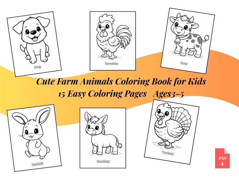 Farm Animals Coloring Book for Kids | Easy Toddler Activity Pages (PDF ...