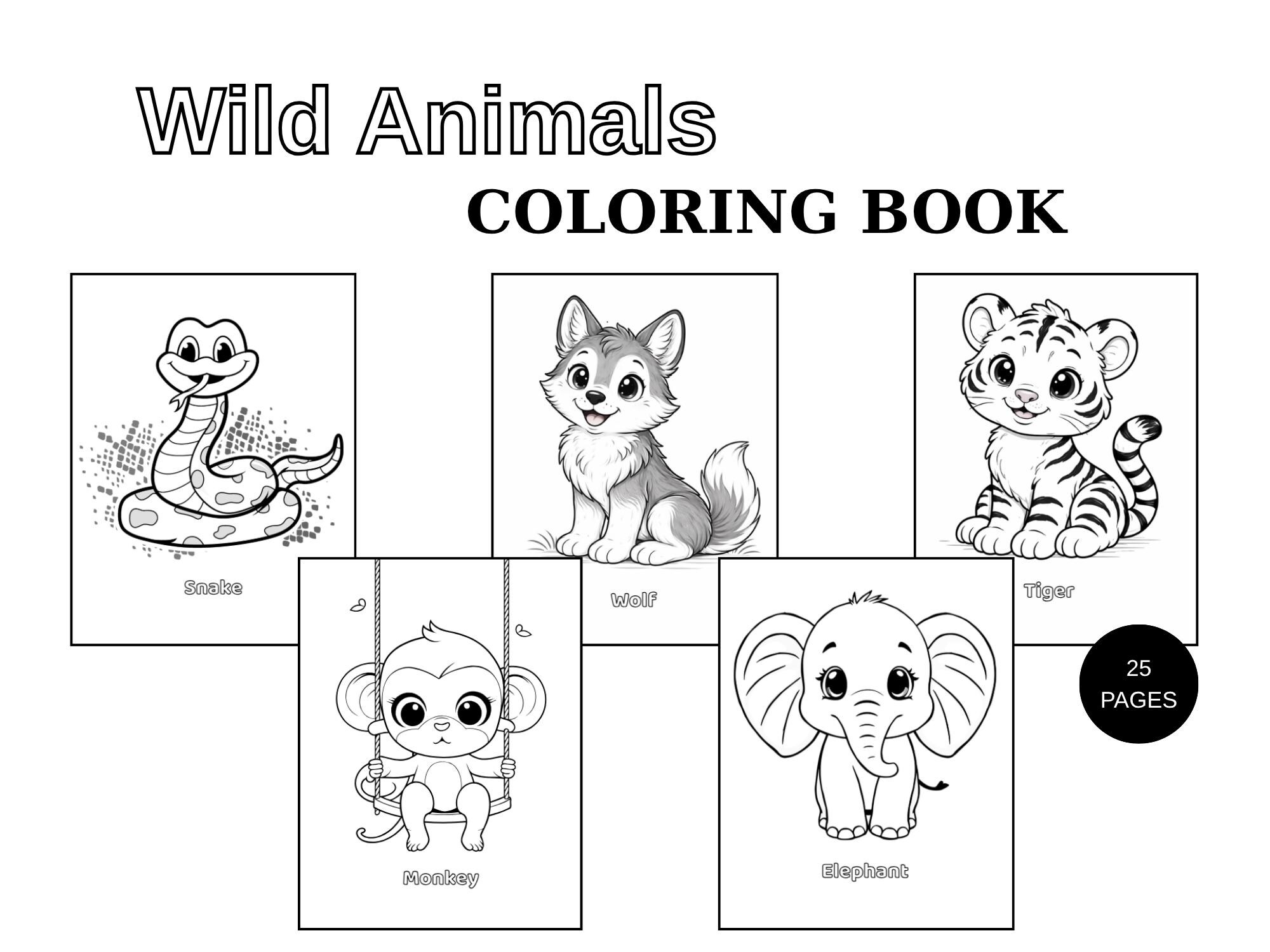 Wild Animals Coloring Book for Kids | Printable Activity Pages (PDF ...