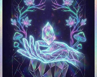 Cyberpunk Spiritual Wall Art Bundle, Neon Bio-Mechanical Prints, Mindful Decor (Digital Download)