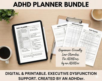 ADHD Planner Bundle | Low-Stimulus, Dopamine-Friendly Digital & Printable Pages