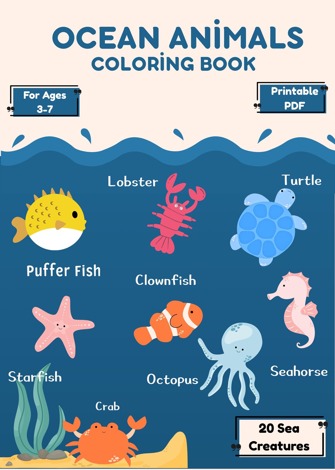 Ocean Animals Coloring Book PDF | 21 Sea Creatures | Printable Pages ...