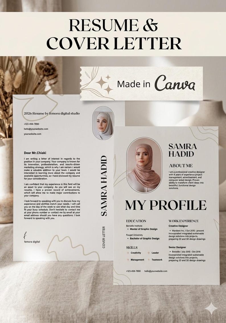 Canva Resume Template | Resume Template With Cover Letter | Modern | CV ...
