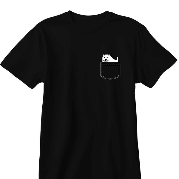 Undertale - pocket dog t-shirt. Black color, unisex S-2XL tee shirt