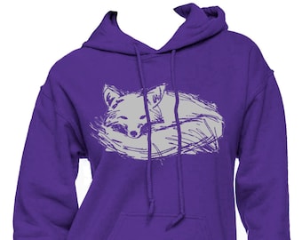 Womens Unisex Sleeping Fox Hoodie - (4 color options)