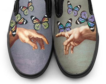 Creation of Adam x Monarch Butterfly Slip-on Custom Vans Brand Shoes