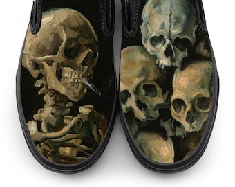 skeleton vans slip on