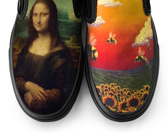 Mona Lisa x Flower Boy Slip on Custom Vans Brand Shoes