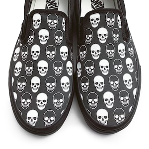 Skull Pattern Halloween Custom Vans Brand Slip-on Shoes