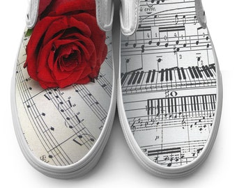 Music Note Slip on Custom Vans Brand Shoes