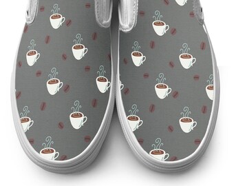 Coffee Mug Pattern Slip on Custom Vans Brand Shoes