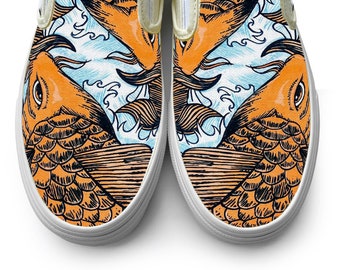 Koi Fish Slip on Custom Vans Brand Shoes