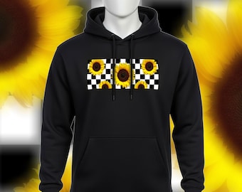 Checkerboard Sunflower Pullover Hoodie