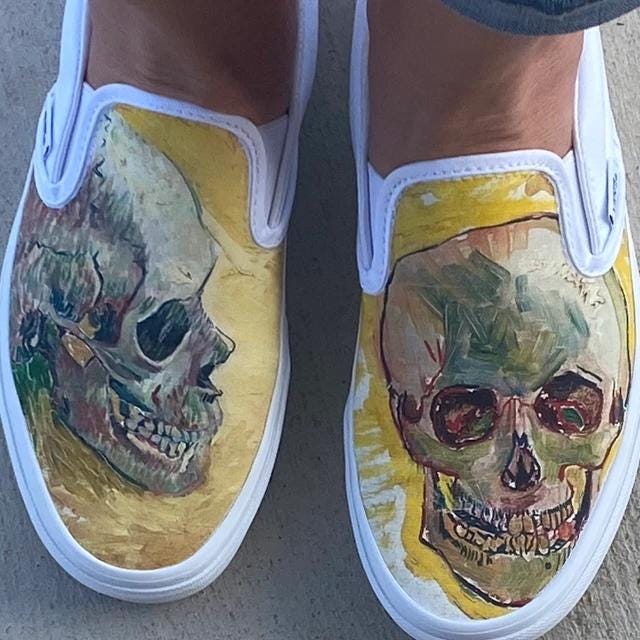 Van Gogh Skulls Slip on Custom Vans Brand Shoes - Etsy