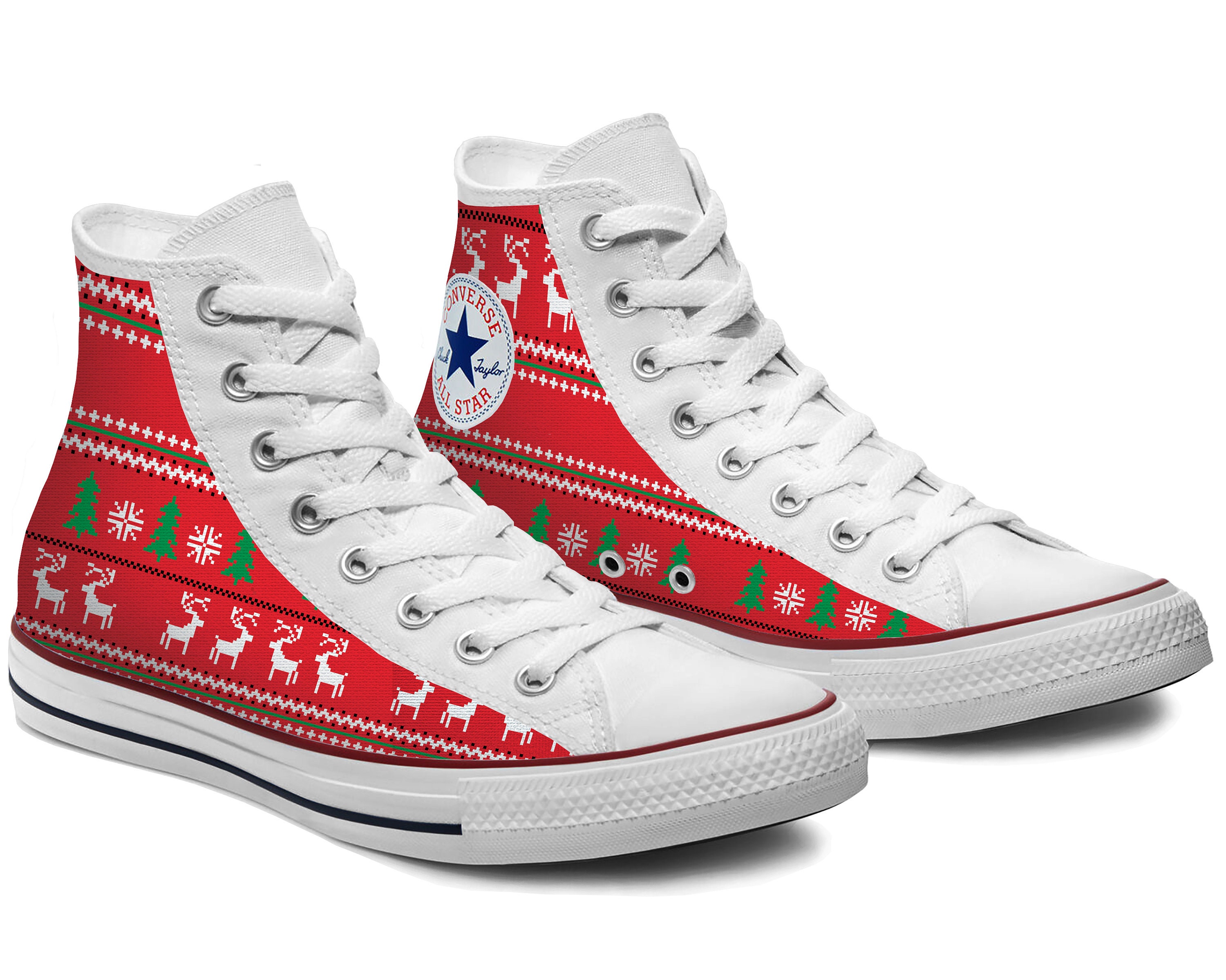 Ugly Christmas Sweater Custom Converse High Top Shoes