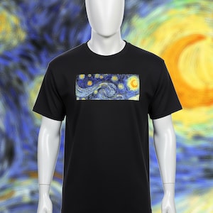 Van Gogh-T-shirt Sterrennacht: (zwart)