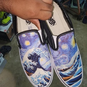 Van Gogh Great Wave Starry Night Custom Vans Brand Slip-on Shoes