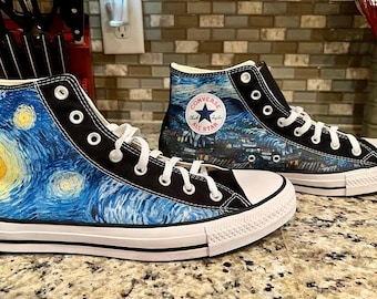 Van Gogh Starry Night Custom Converse High Top Shoes