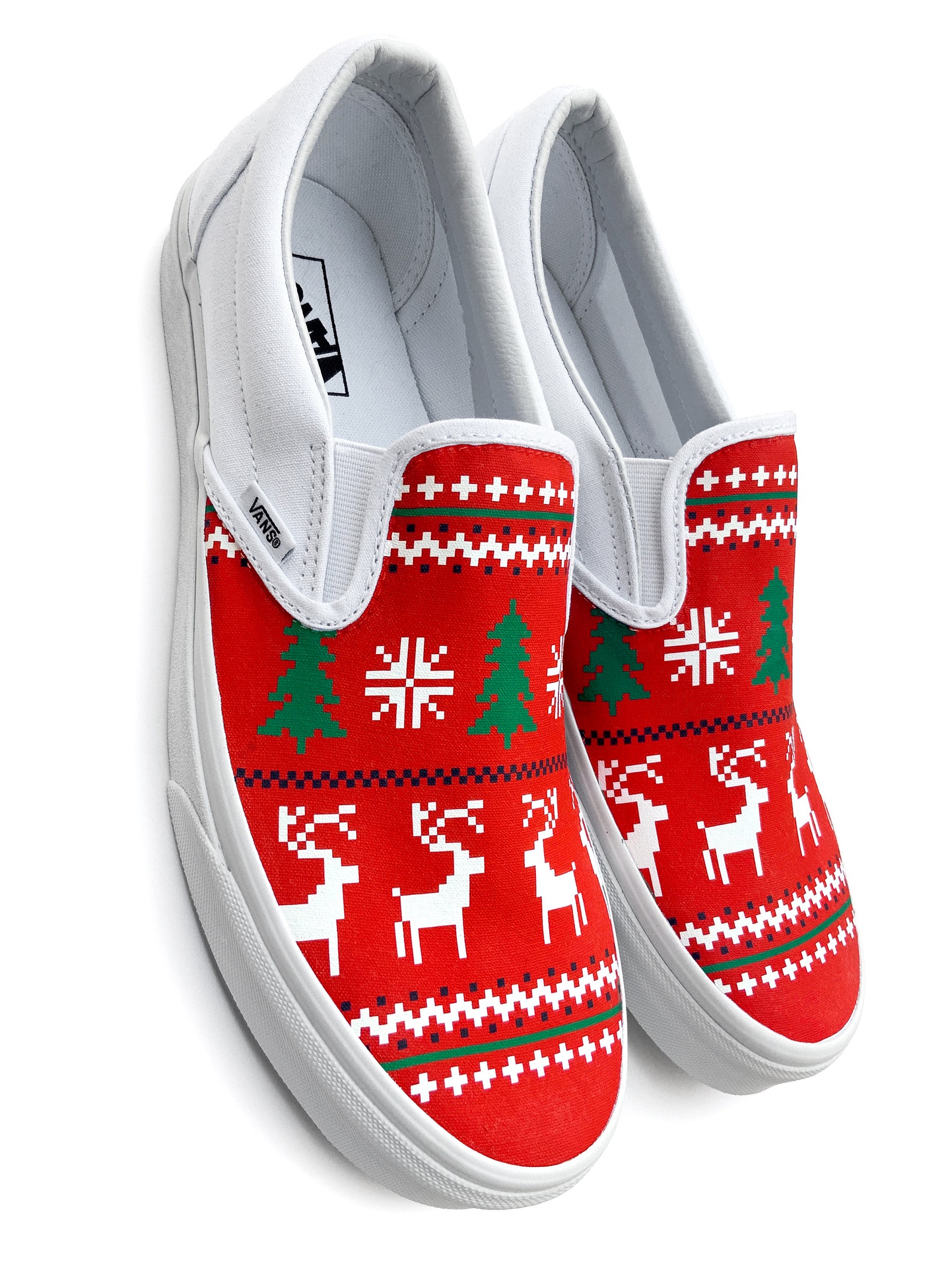 Custom Vans Ugly Christmas Sweater Canvas Shoes - Etsy