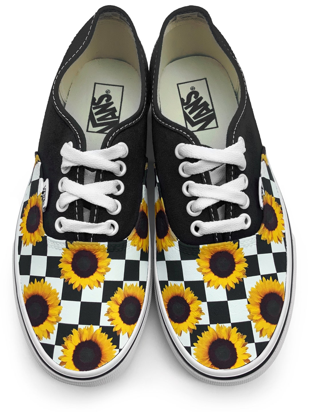 Checkerboard Sunflower Authentic Custom Vans Brand Shoes - Etsy