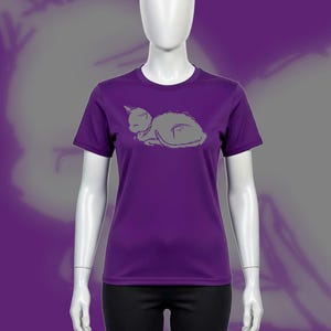 Uniseks slapende, slapende kat-T-shirt dames (4 kleuropties)