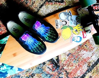Multicolored X-Ray Skeleton Feet Halloween Slip-on Custom Vans Brand Shoes