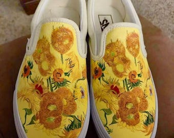 Van Gogh Sunflower Slip on Custom Vans Brand Shoes