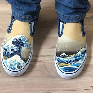 The Great Wave Slip-on Custom Vans Brand Shoes