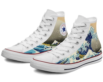 The Great Wave Custom Converse High Top Shoes