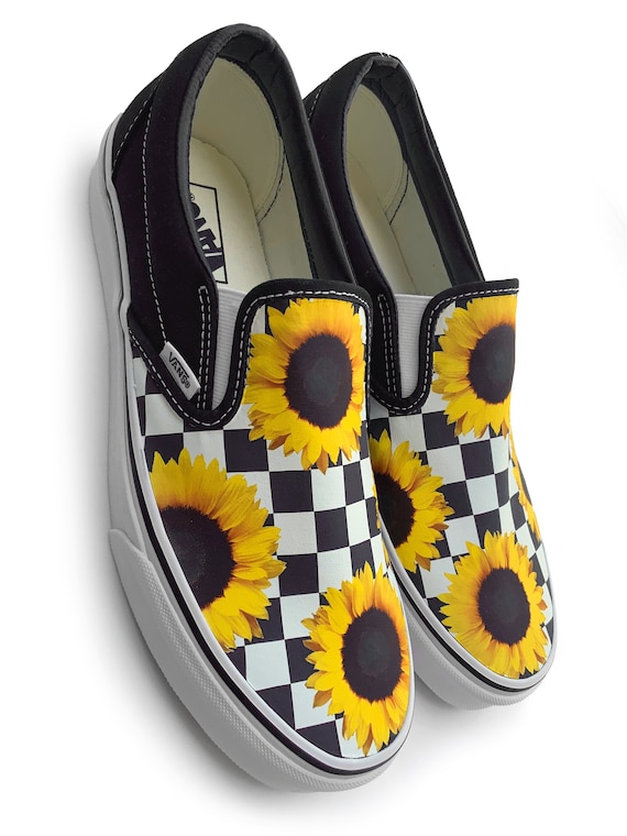 checkerboard sunflower vans