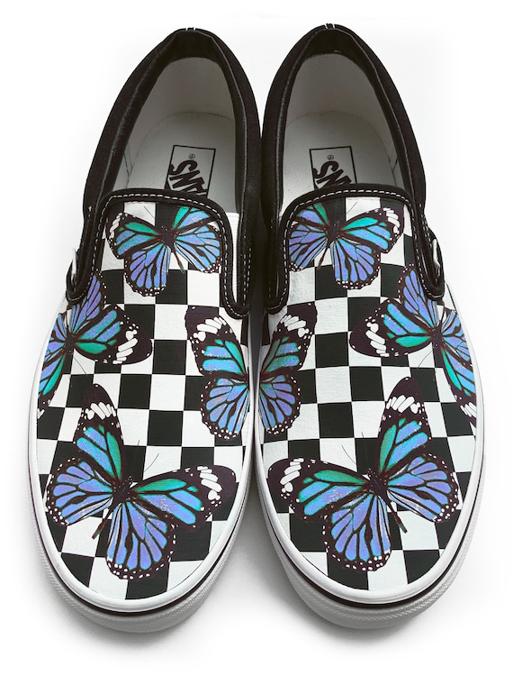 butterfly checkered vans