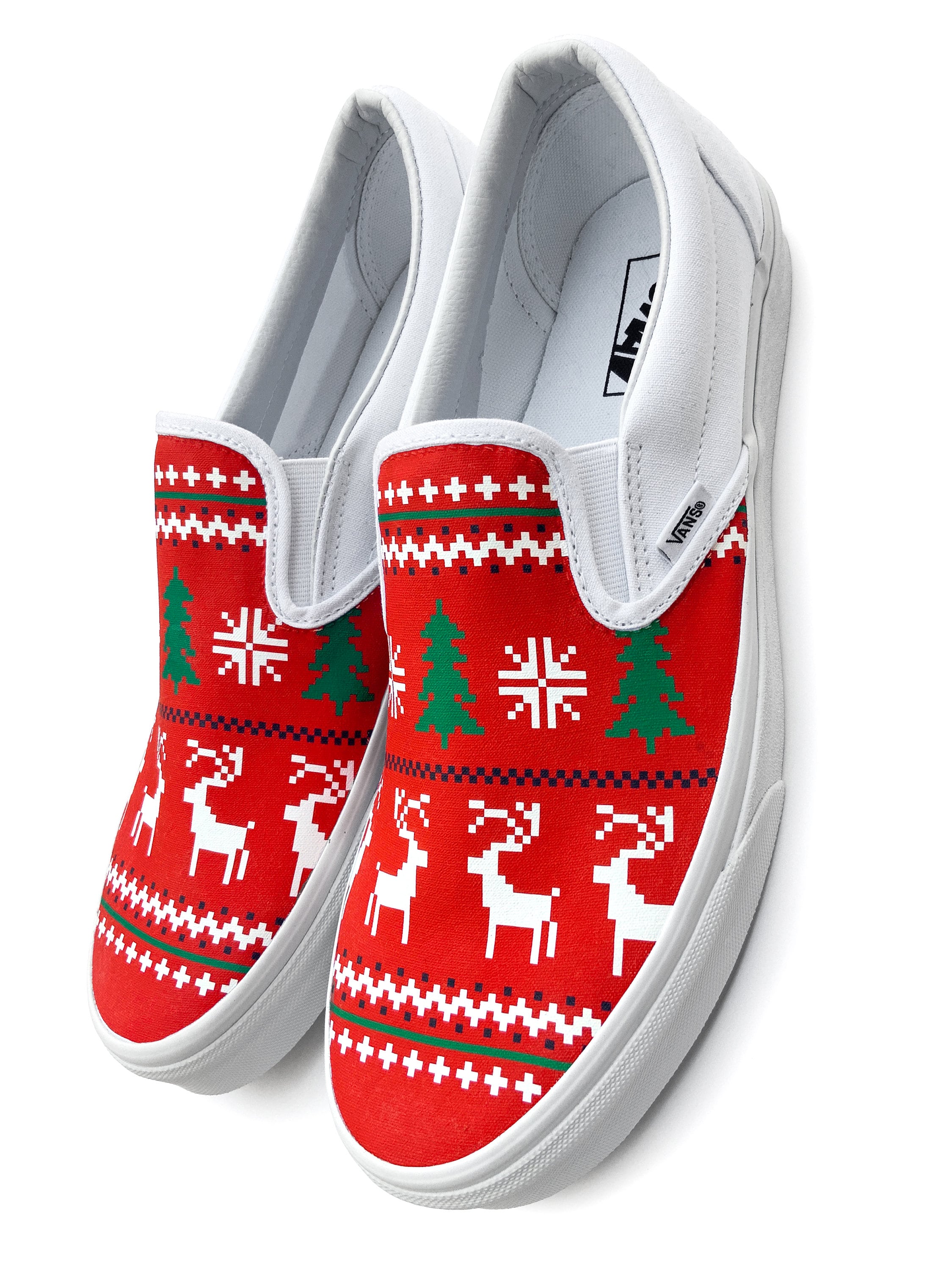 Custom Vans Ugly Christmas Sweater Canvas Shoes Etsy